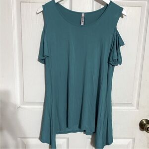2/$15 Chic Teal Cold Shoulder Blouse